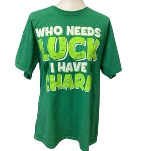 Celebrate Womens Large St Patrick's Day Luck Cotton Blend Short Sleeve Tee Shirt
